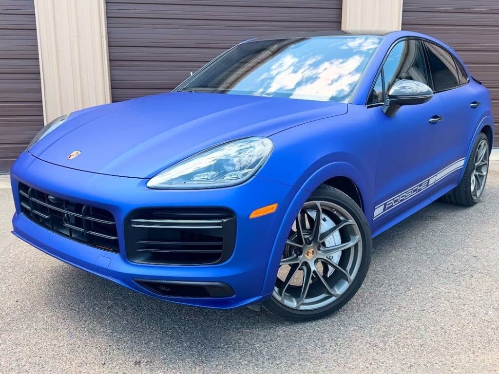 Porsche Cayenne Turbo S paint protection film font side view
